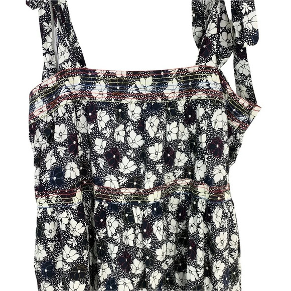 WARM Dress Big Love Floral Tiered Tie Shoulder Maxi Dress Size S Black - Picture 10 of 14